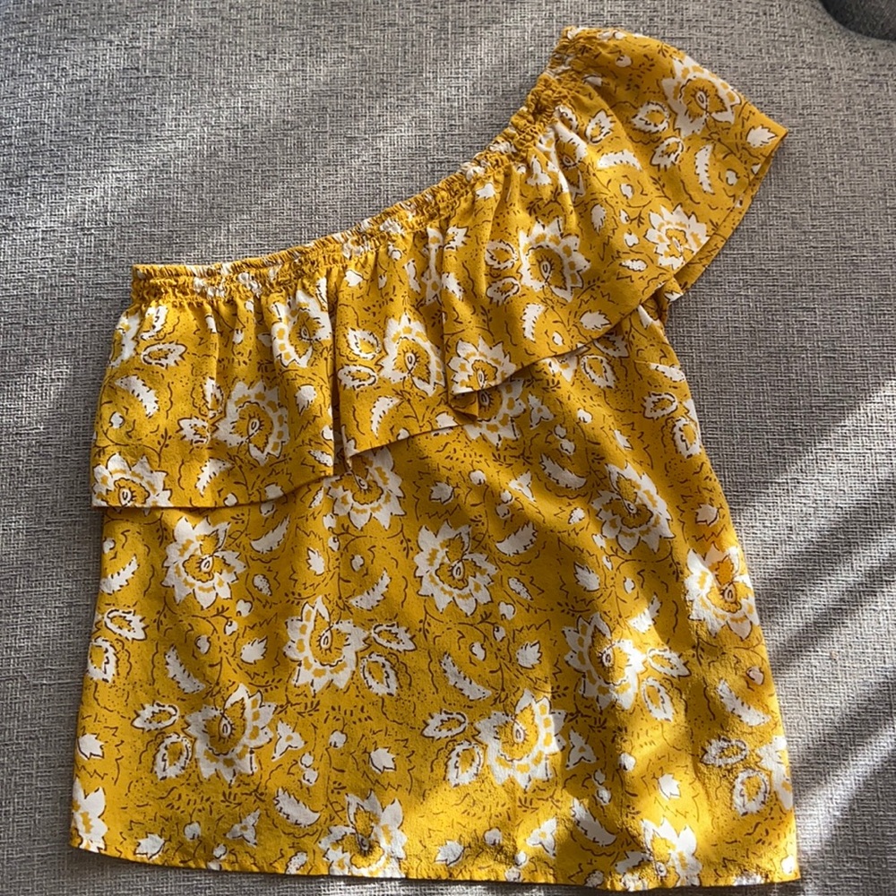 madewell silk cold shoulder top